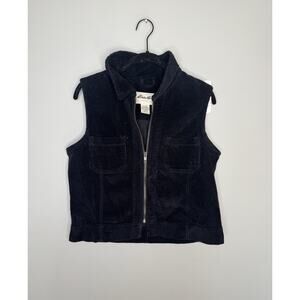 Eddie Bauer Vintage Y2K 90s Vintage Black Corduroy Zip Up Vest M Outdoor Classic